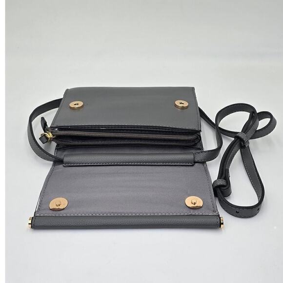 Alfani Crossbody Gray Gold Small Purse Adjustable Strap Fold Over Flap Handbag - Picture 5 of 8